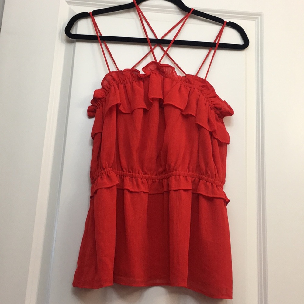 H&M Red Ruffled Top